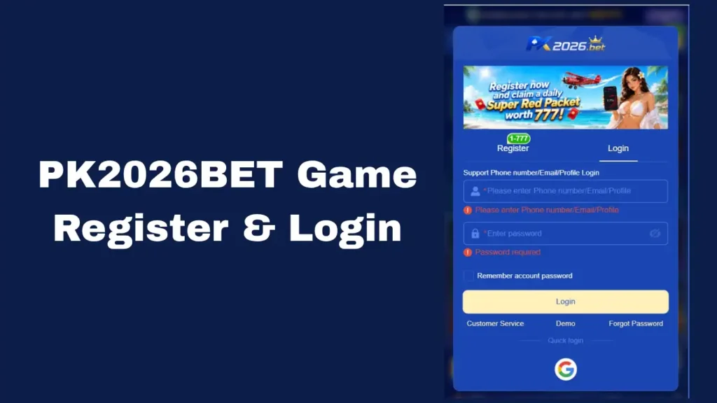 PK2026Bet register and login screen for new Android users in Sukkur Pakistan